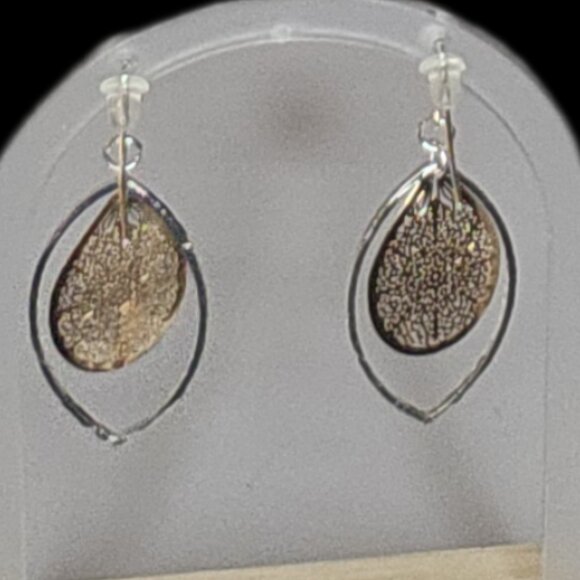 Hand-hammered Delicate Gold-Silver Filagree Open, Spinner Teardrop Earrings - Picture 12 of 15
